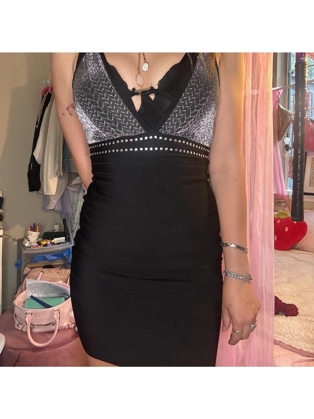 Vintage bebe black bandage bodycon